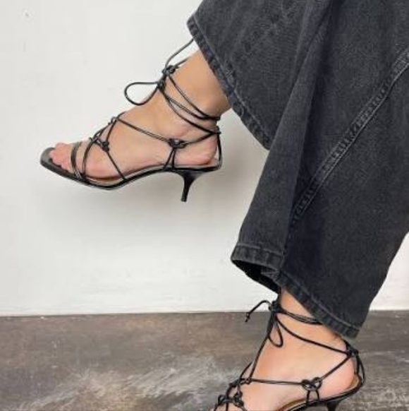 Emme Parsons Festa Heel | nude Leather Strappy Sandals | Designer Heels 37.5 - Picture 2 of 5
